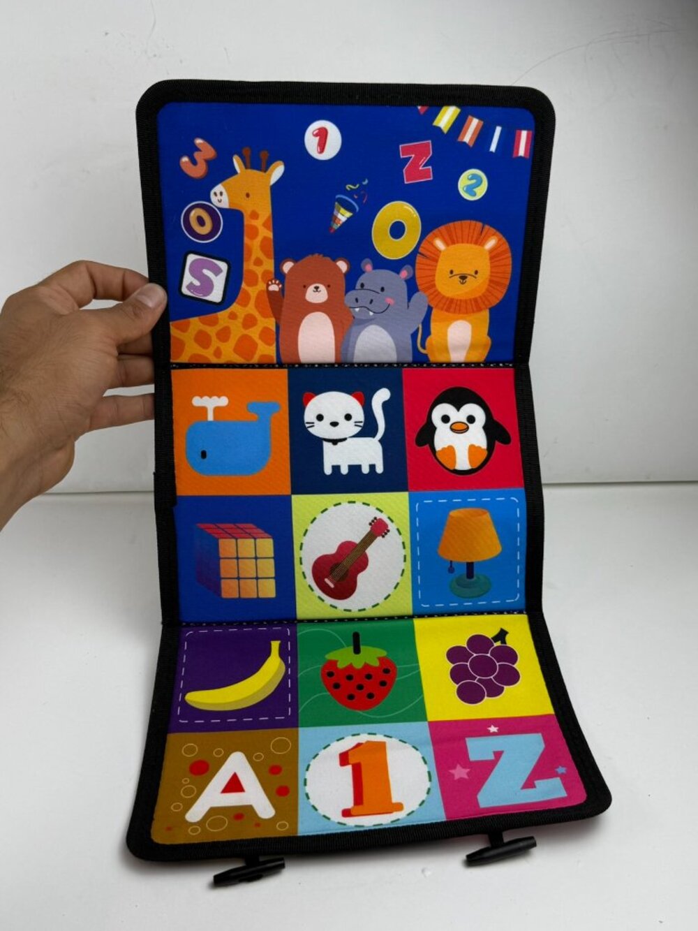 Baby Sensory Soft Cloth Book Folding Activity Play Mat Animals Numbers 17x9"
